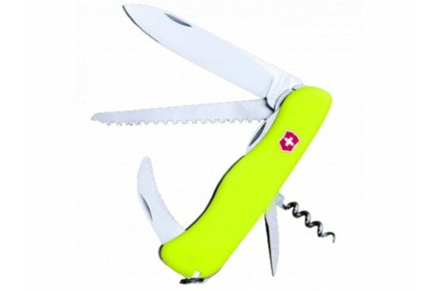 Zavírací nůž Victorinox Hunter Rescue 111 mm, reflexní žlutá logo srnce.